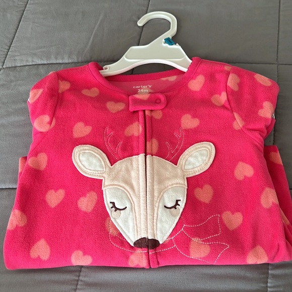 Carter’s Heart Fleece Footie PJ’s! - Picture 2 of 4